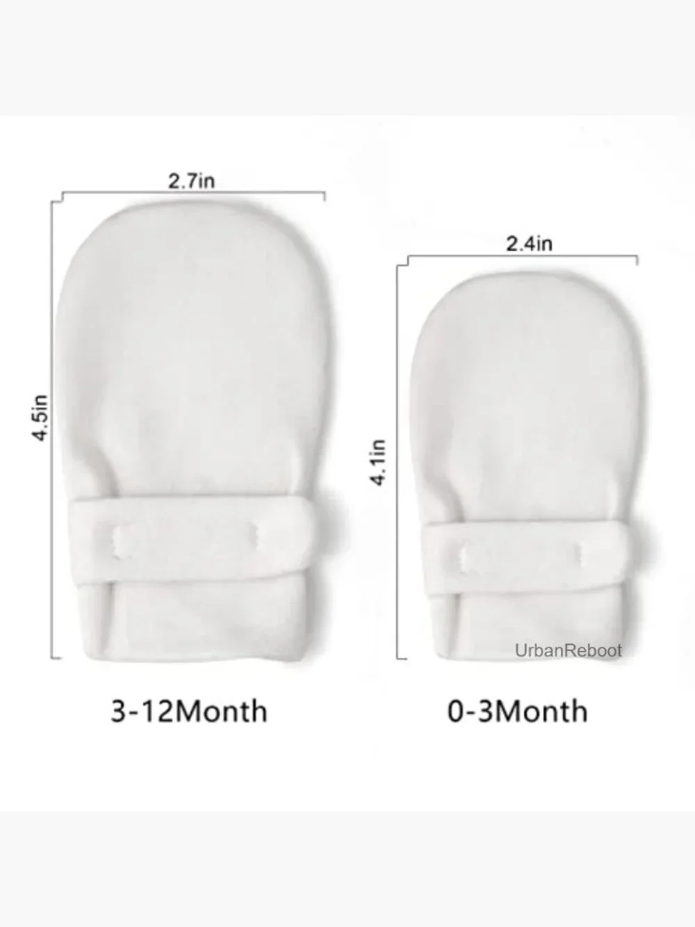 100% Cotton Baby No Scratch Mittens, Stay On, Adjustable Infant Gloves